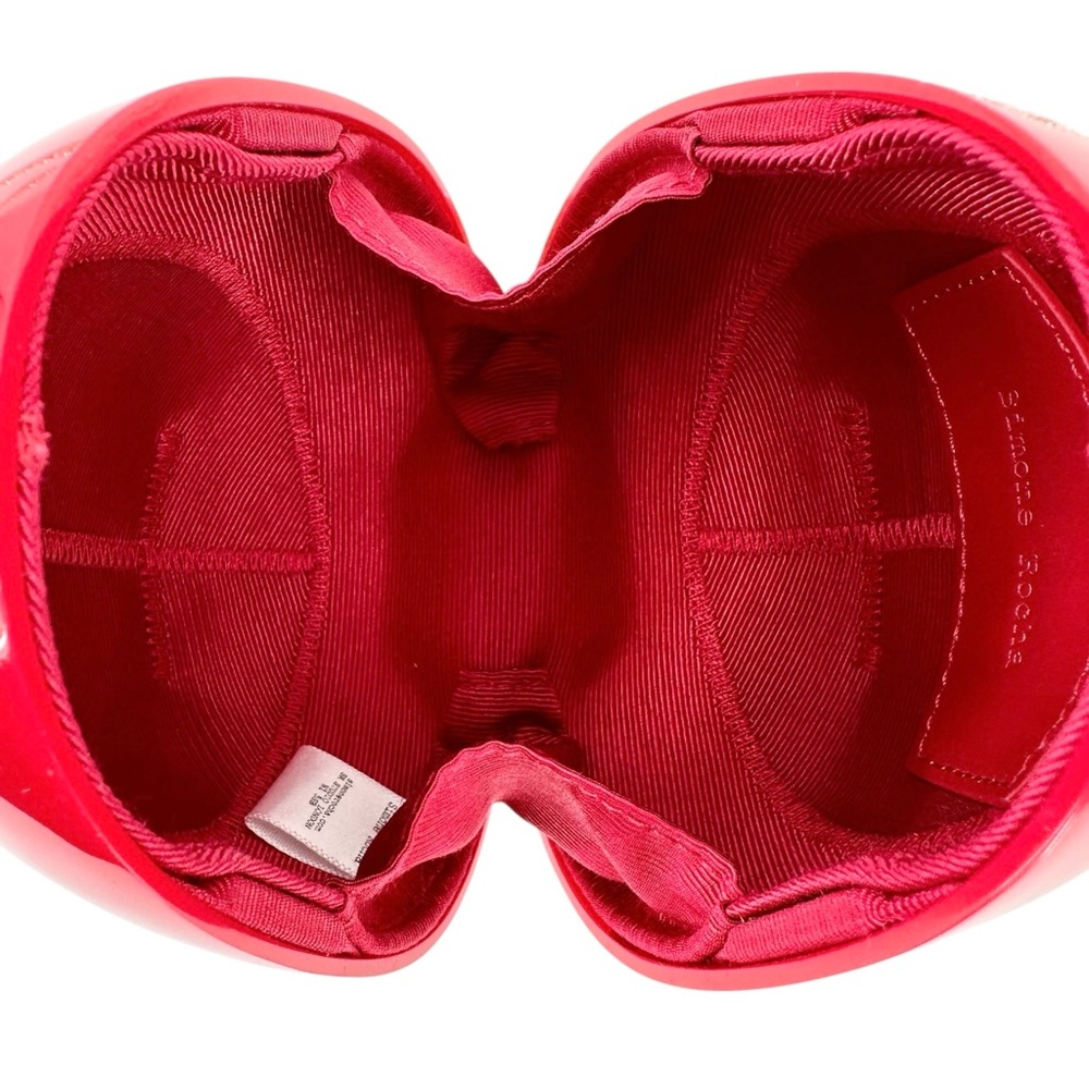 Simone Rocha Red Micro Embellished Faux Pearl Strap Hard Shell Egg Clutch Bag - Picture 11 of 16
